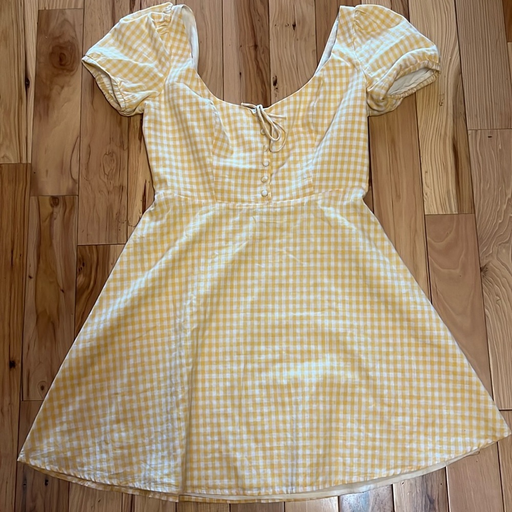 LPA golden gingham dress